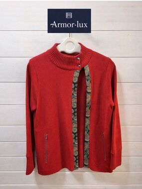 ARMOR-LUX Knit Cardigan Jacket – Red – 4 XL
